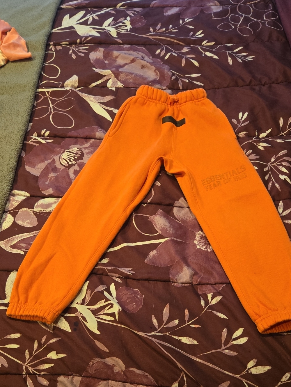 Fear of God Orange Kids Sweatpants - ESSENTIALS Embossed